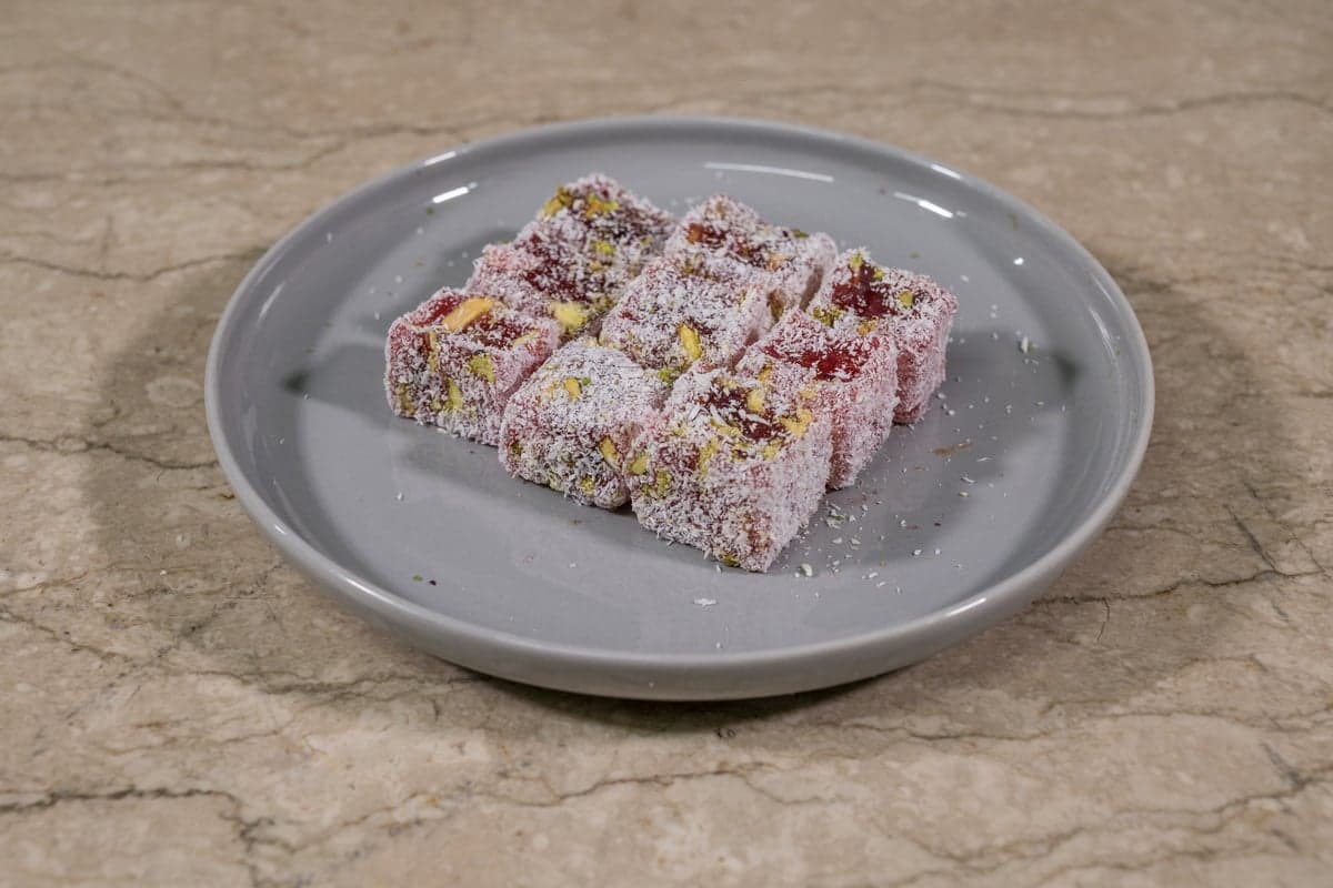 Lokum Rose Pistachio with Coconut Topping